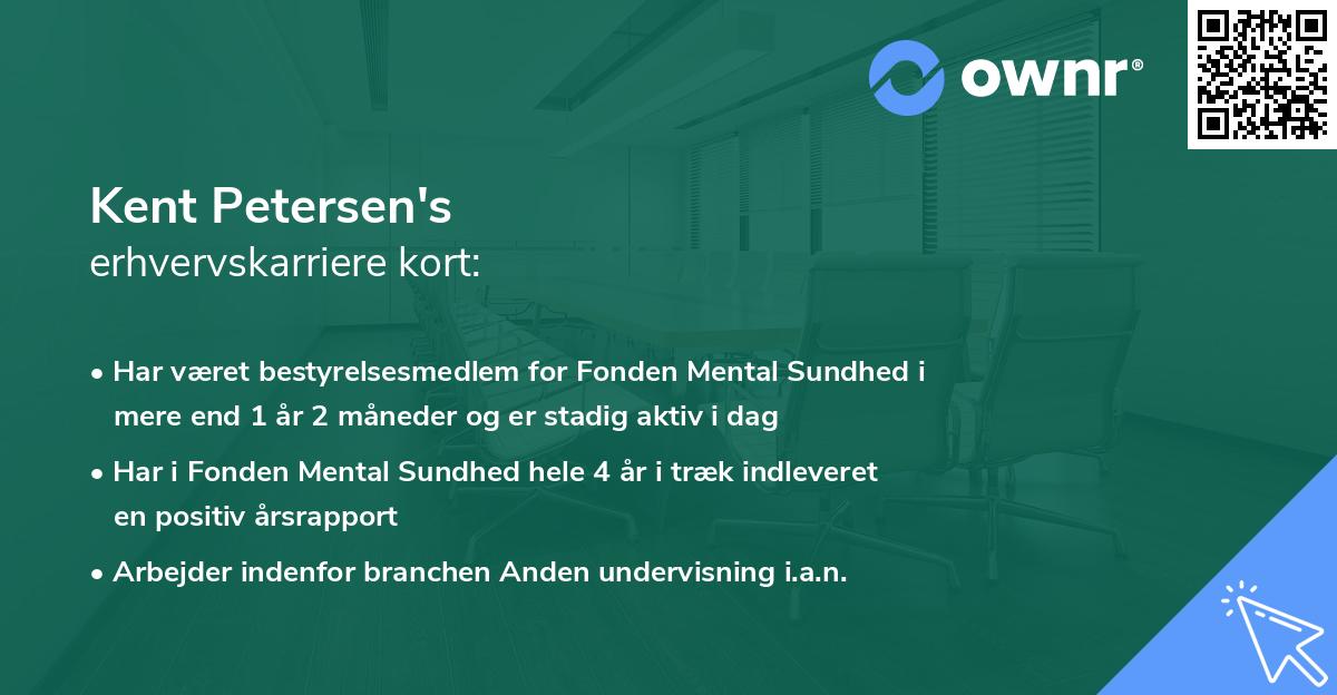 Kent Petersen's erhvervskarriere kort