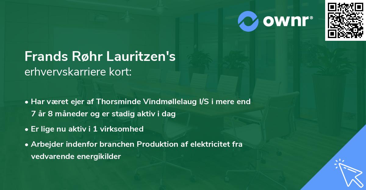 Frands Røhr Lauritzen's erhvervskarriere kort