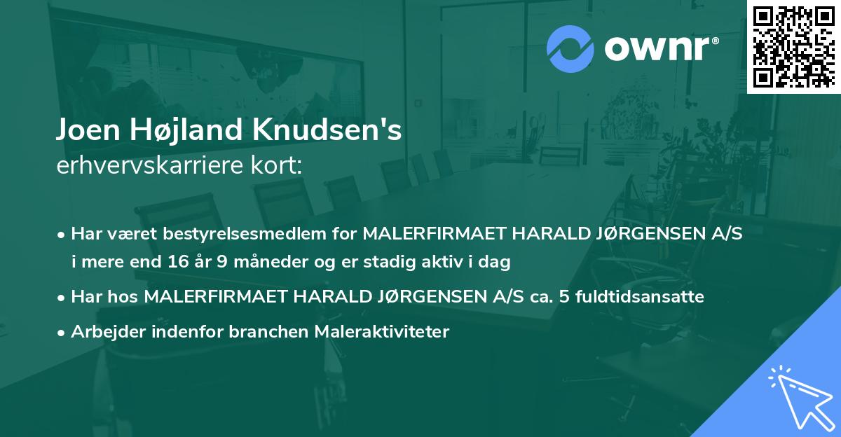 Joen Højland Knudsen's erhvervskarriere kort