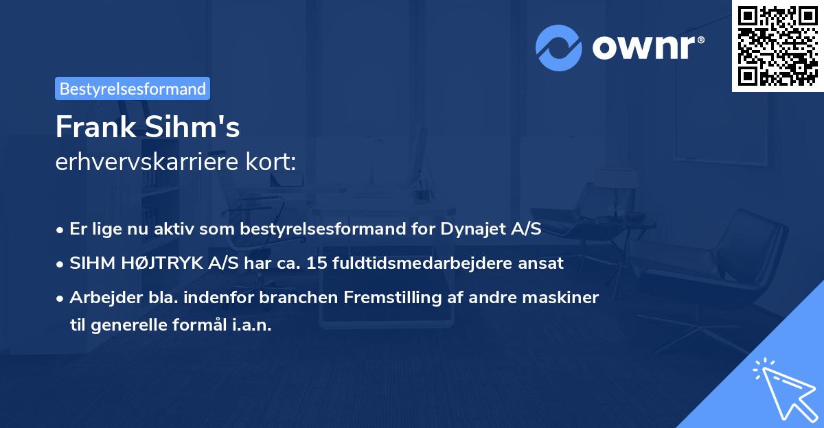 Frank Sihm's erhvervskarriere kort