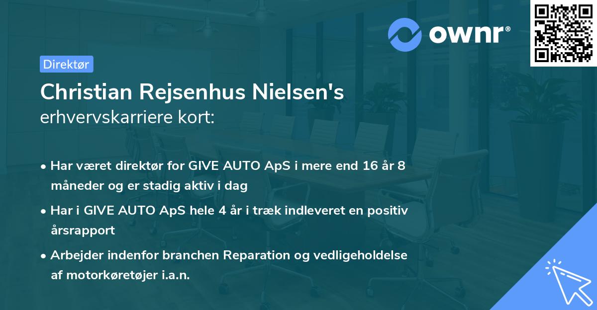 Christian Rejsenhus Nielsen's erhvervskarriere kort