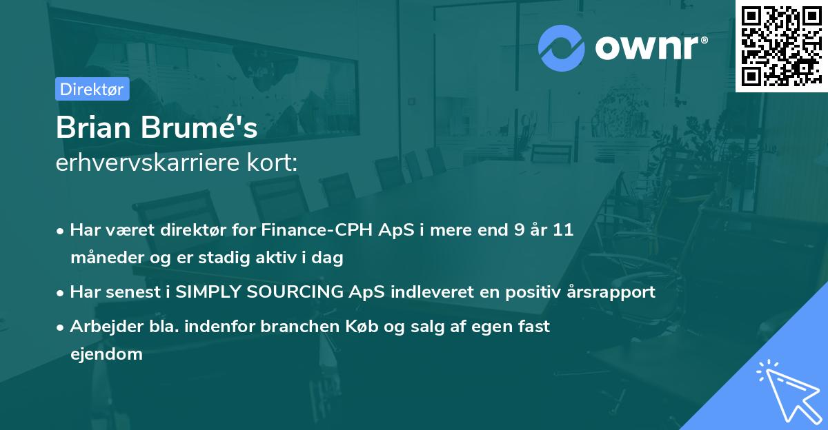 Brian Brumé's erhvervskarriere kort