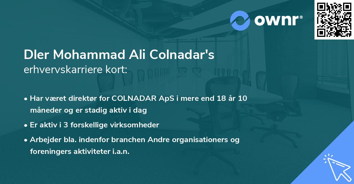 Dler Mohammad Ali Colnadar's erhvervskarriere kort