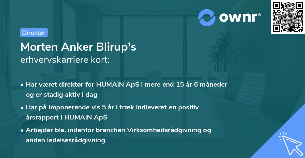 Morten Anker Blirup's erhvervskarriere kort