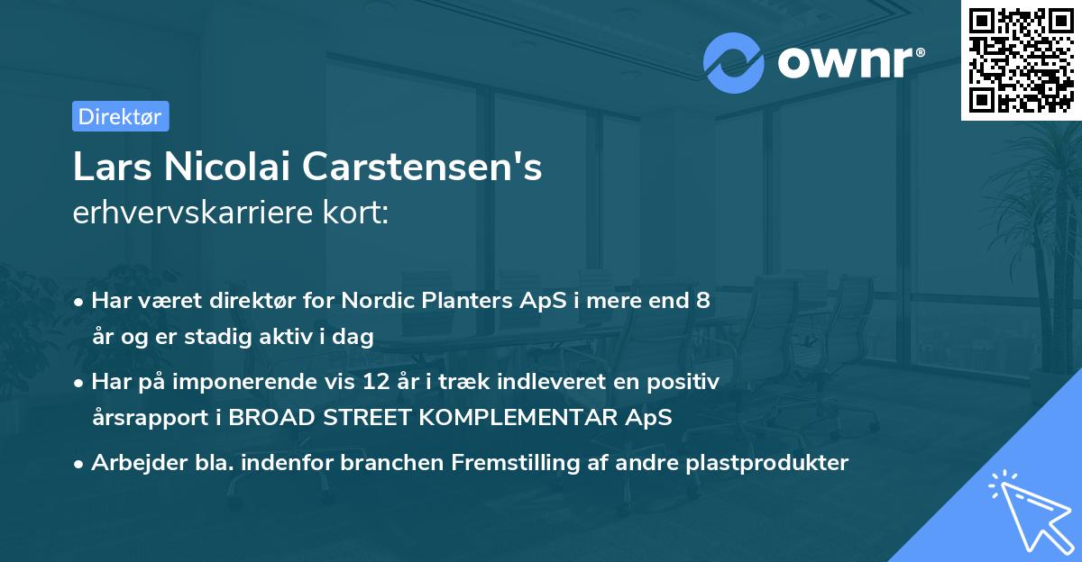 Lars Nicolai Carstensen's erhvervskarriere kort