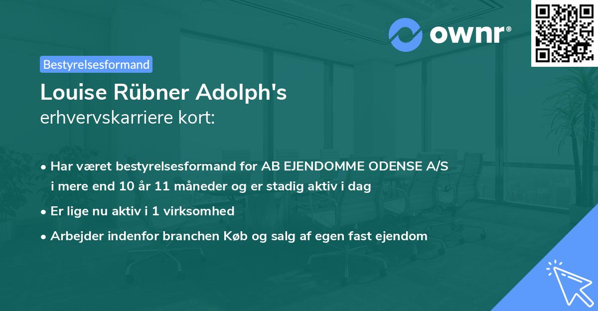 Louise Rübner Adolph's erhvervskarriere kort
