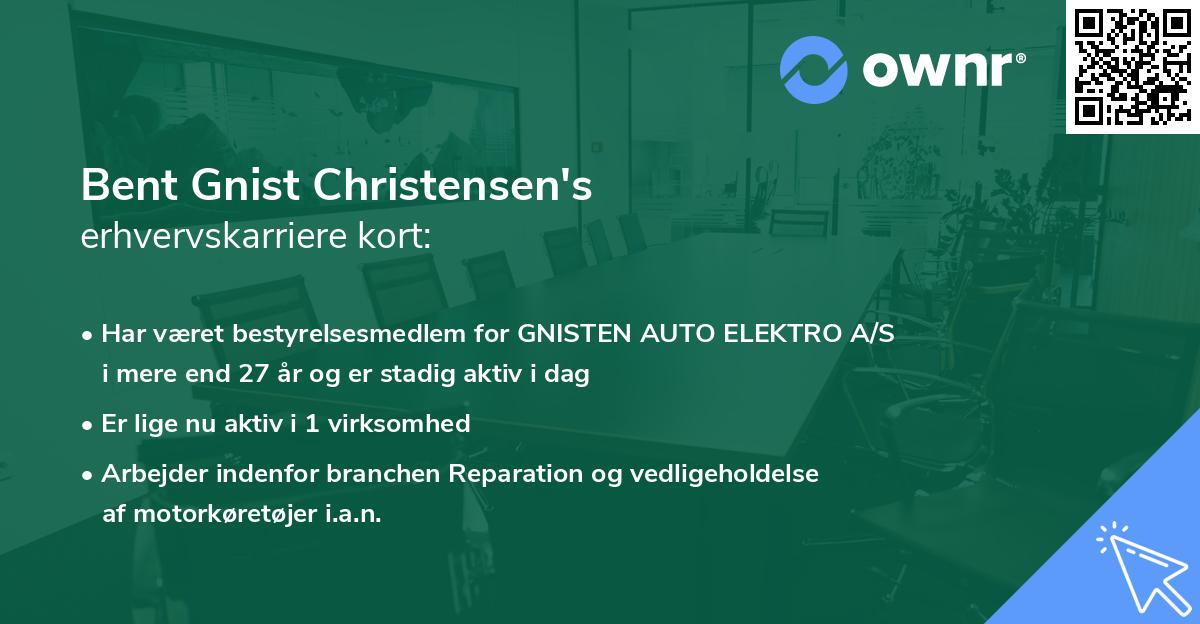 Bent Gnist Christensen's erhvervskarriere kort
