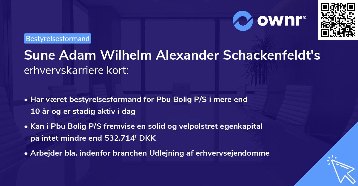 Sune Adam Wilhelm Alexander Schackenfeldt's erhvervskarriere kort