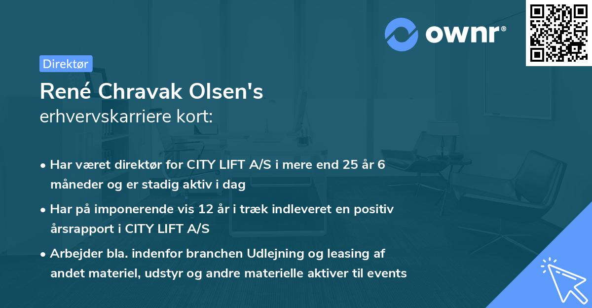 René Chravak Olsen's erhvervskarriere kort