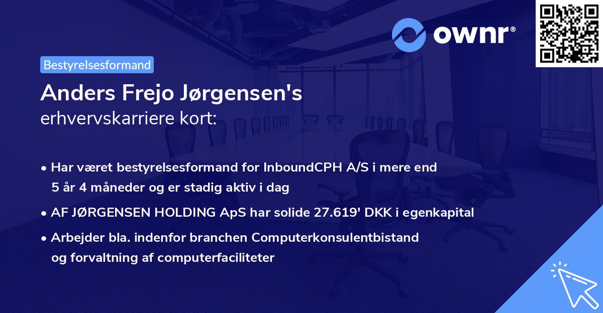 Anders Frejo Jørgensen's erhvervskarriere kort