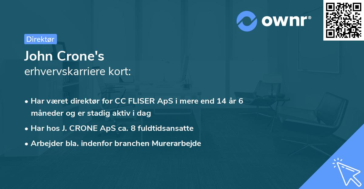 John Crone's erhvervskarriere kort