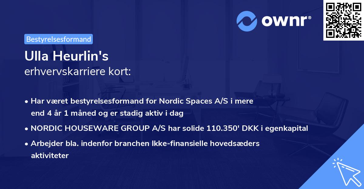 Ulla Heurlin's erhvervskarriere kort