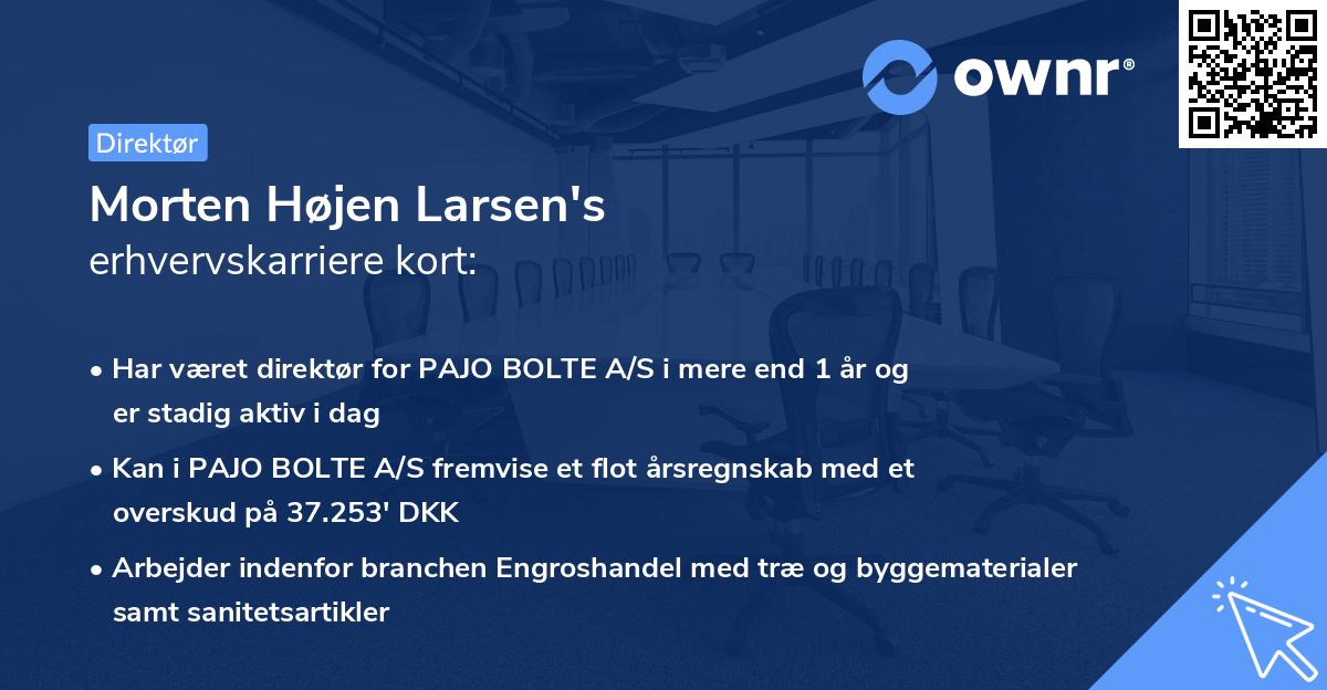 Morten Højen Larsen's erhvervskarriere kort