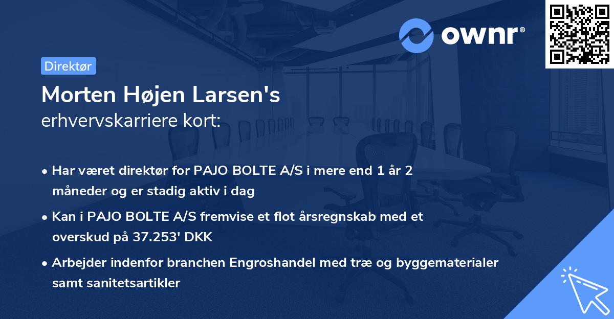 Morten Højen Larsen's erhvervskarriere kort