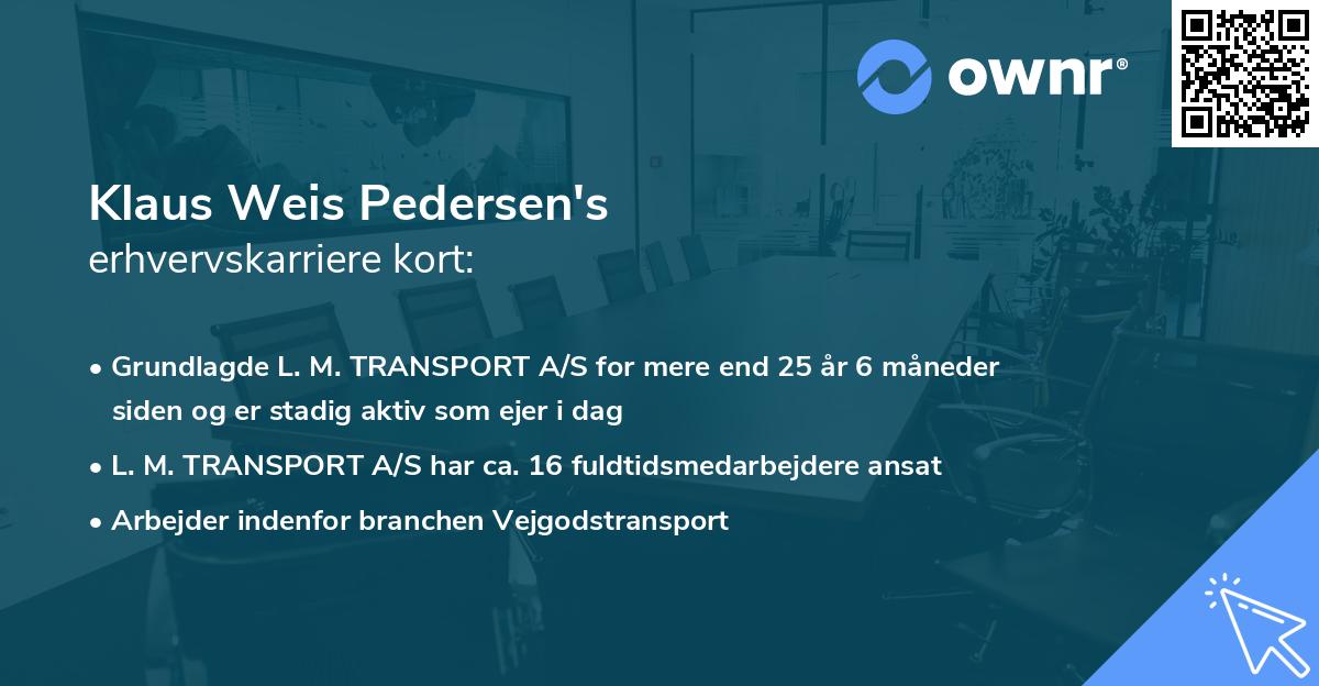 Klaus Weis Pedersen's erhvervskarriere kort