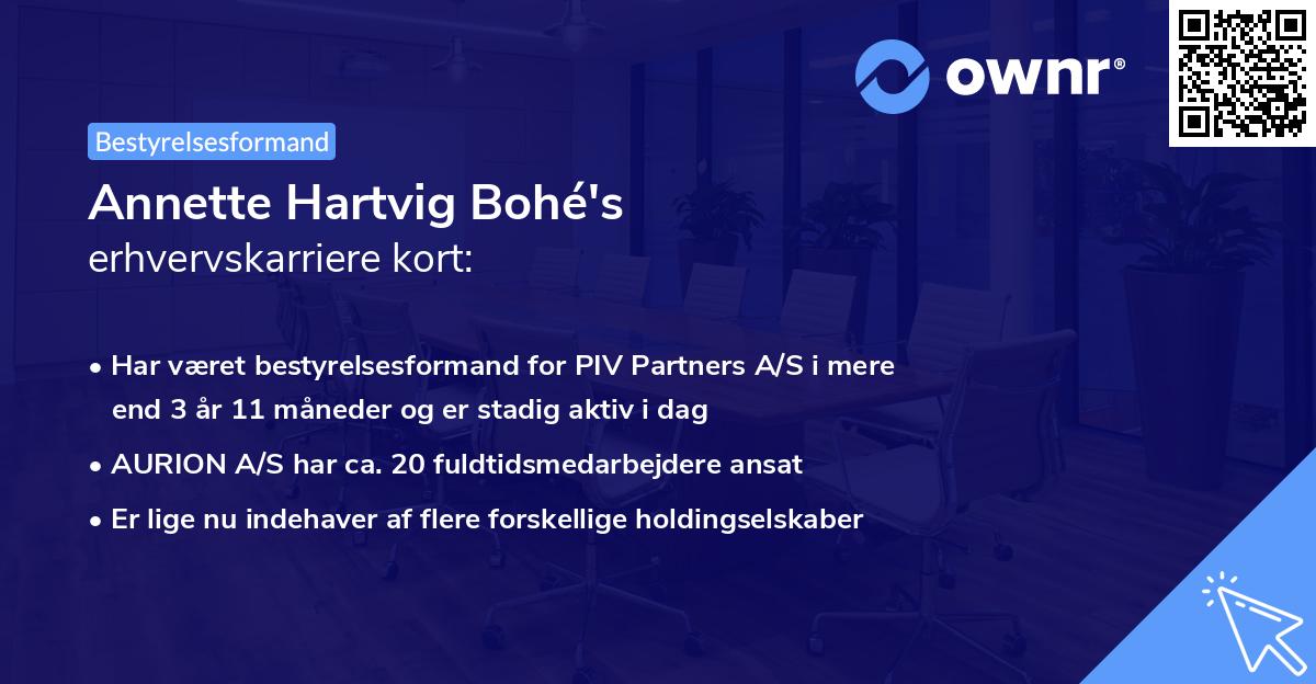 Annette Hartvig Bohé's erhvervskarriere kort