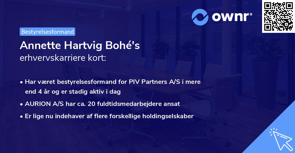 Annette Hartvig Bohé's erhvervskarriere kort