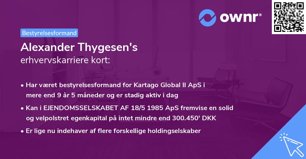 Alexander Thygesen's erhvervskarriere kort