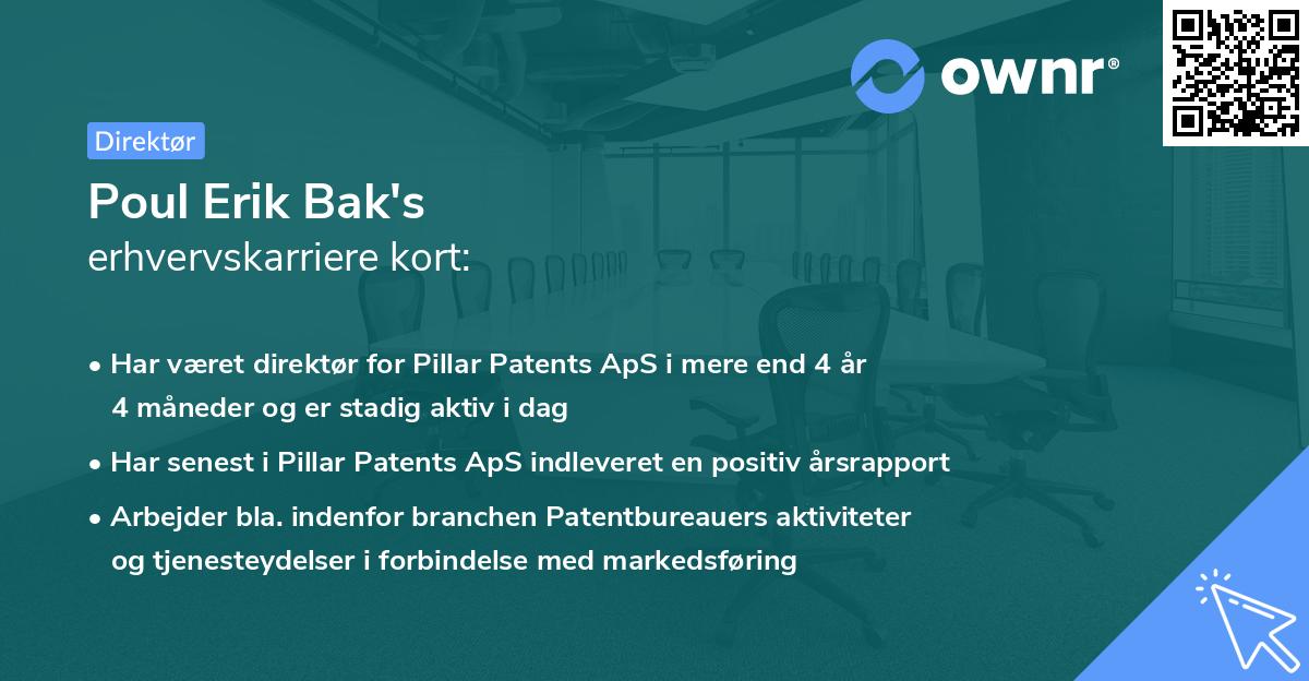 Poul Erik Bak's erhvervskarriere kort