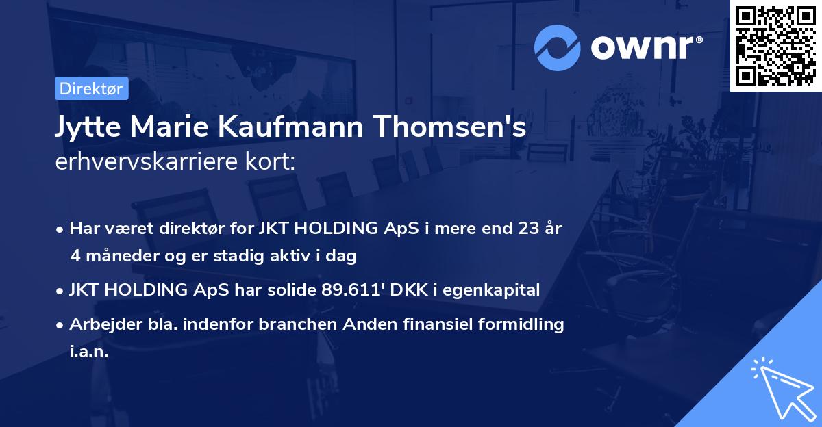 Jytte Marie Kaufmann Thomsen's erhvervskarriere kort