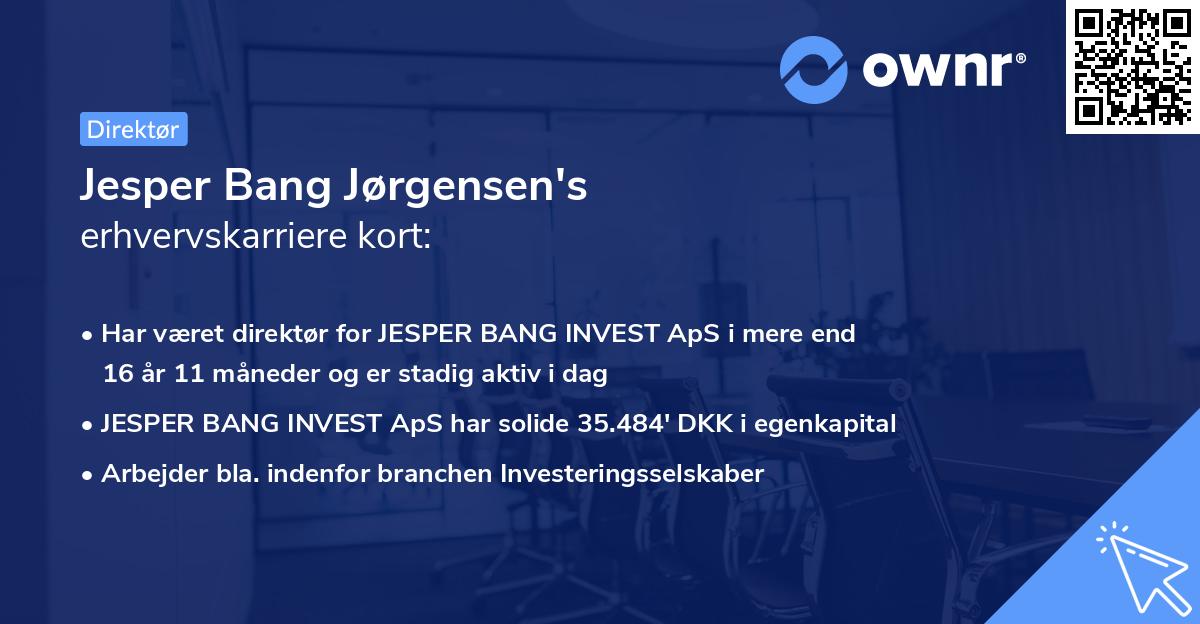 Jesper Bang Jørgensen's erhvervskarriere kort