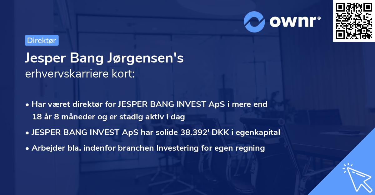 Jesper Bang Jørgensen's erhvervskarriere kort