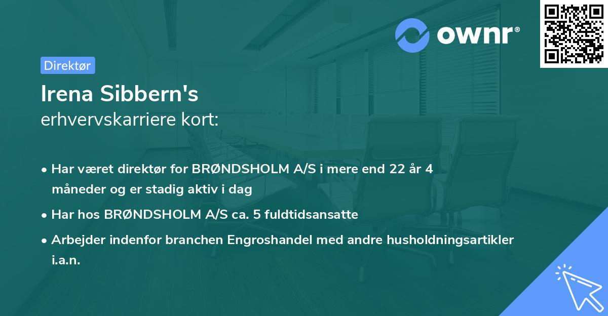 Irena Sibbern's erhvervskarriere kort