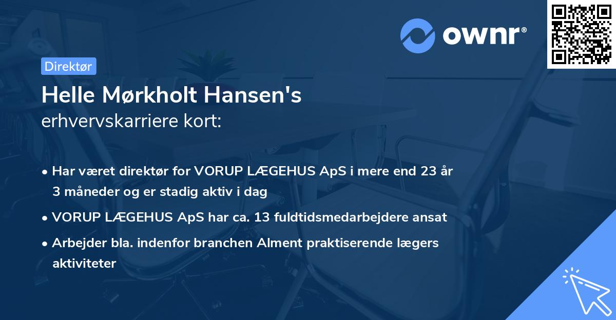 Helle Mørkholt Hansen's erhvervskarriere kort