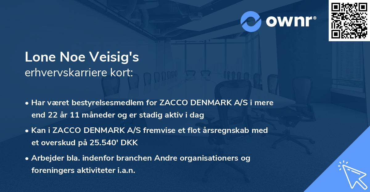 Lone Noe Veisig's erhvervskarriere kort