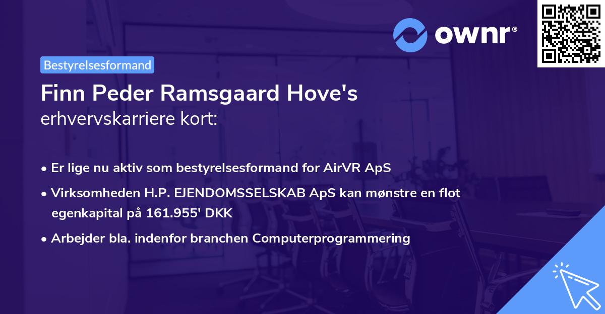 Finn Peder Ramsgaard Hove's erhvervskarriere kort