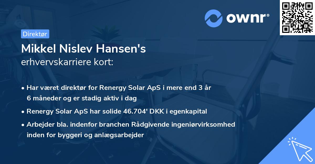 Mikkel Nislev Hansen's erhvervskarriere kort