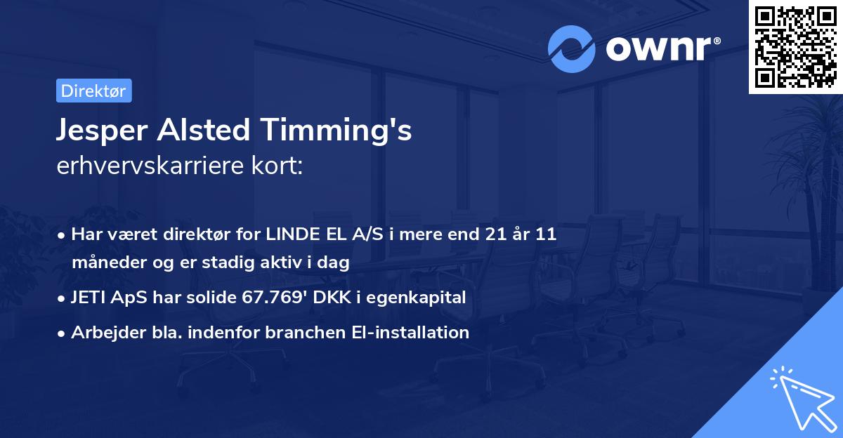 Jesper Alsted Timming's erhvervskarriere kort