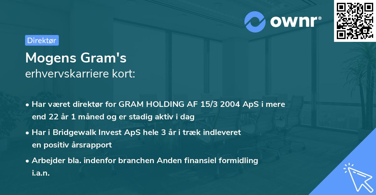 Mogens Gram's erhvervskarriere kort