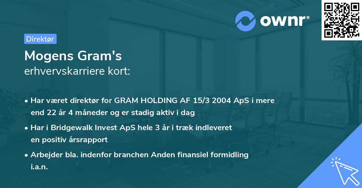 Mogens Gram's erhvervskarriere kort