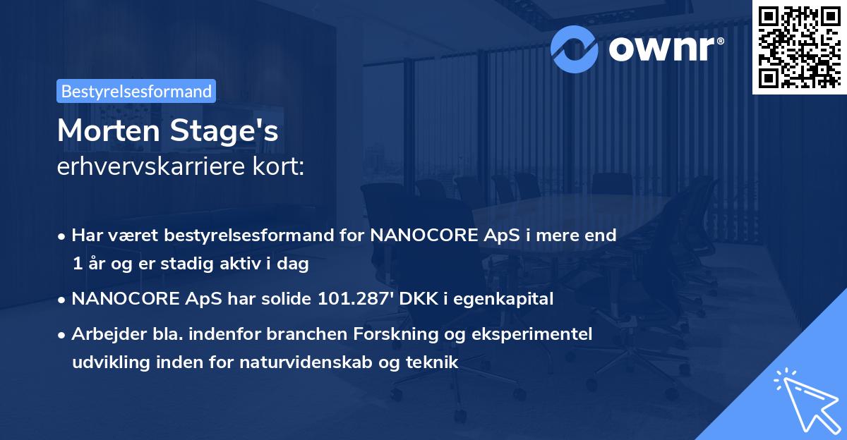 Morten Stage's erhvervskarriere kort
