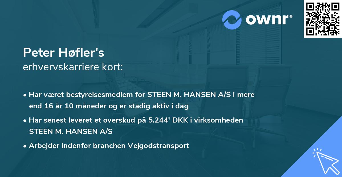 Peter Høfler's erhvervskarriere kort
