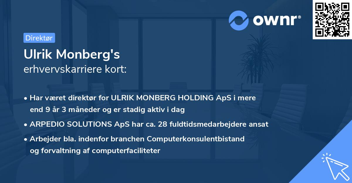 Ulrik Monberg's erhvervskarriere kort
