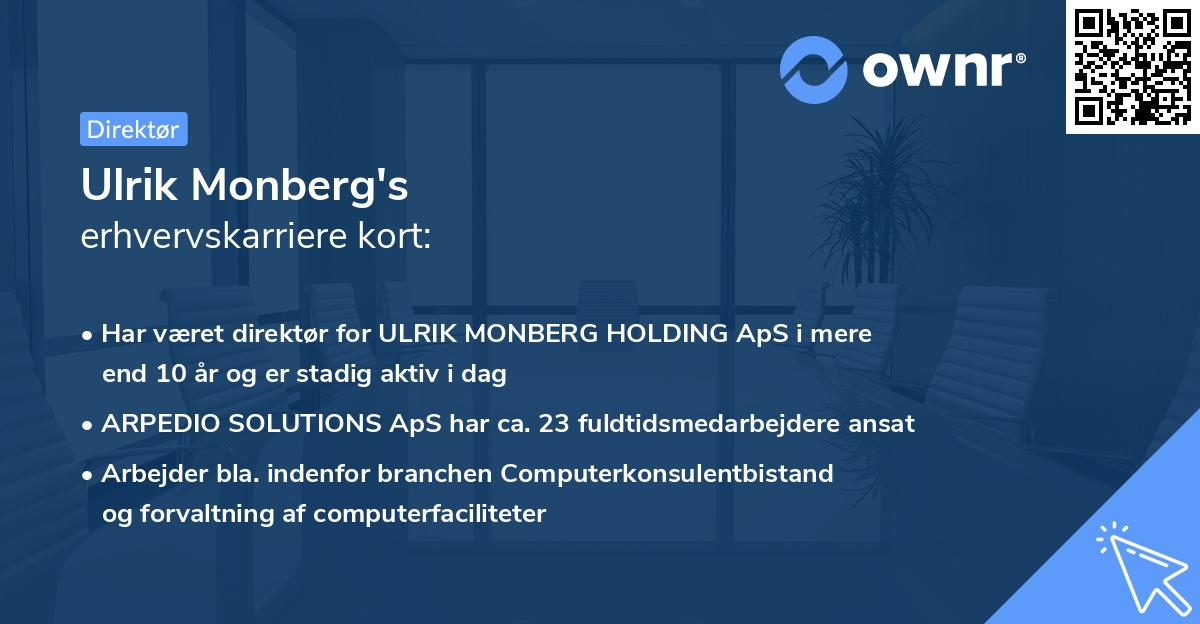 Ulrik Monberg's erhvervskarriere kort