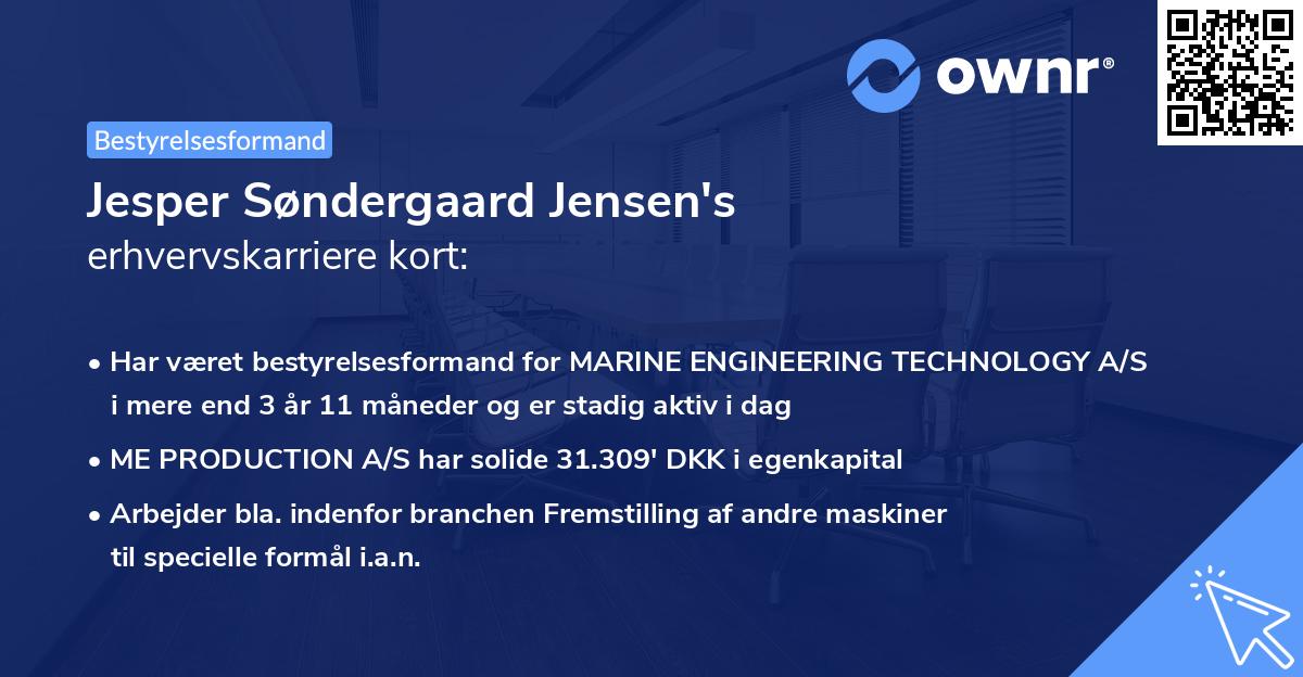Jesper Søndergaard Jensen's erhvervskarriere kort