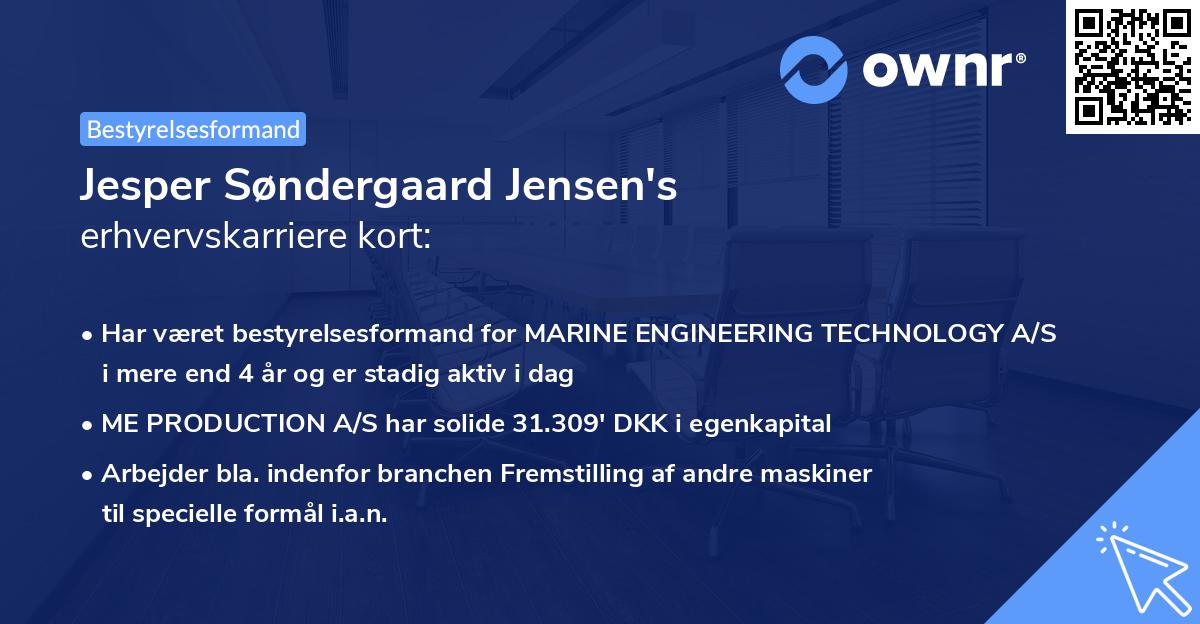 Jesper Søndergaard Jensen's erhvervskarriere kort