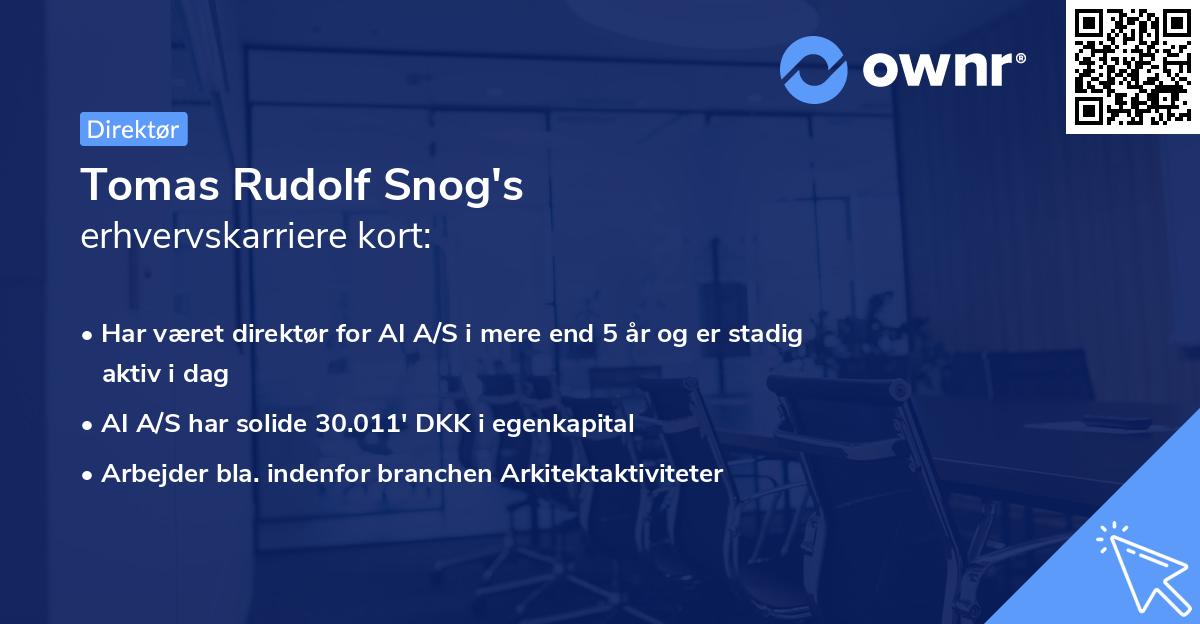 Tomas Rudolf Snog's erhvervskarriere kort
