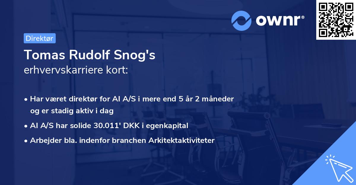 Tomas Rudolf Snog's erhvervskarriere kort