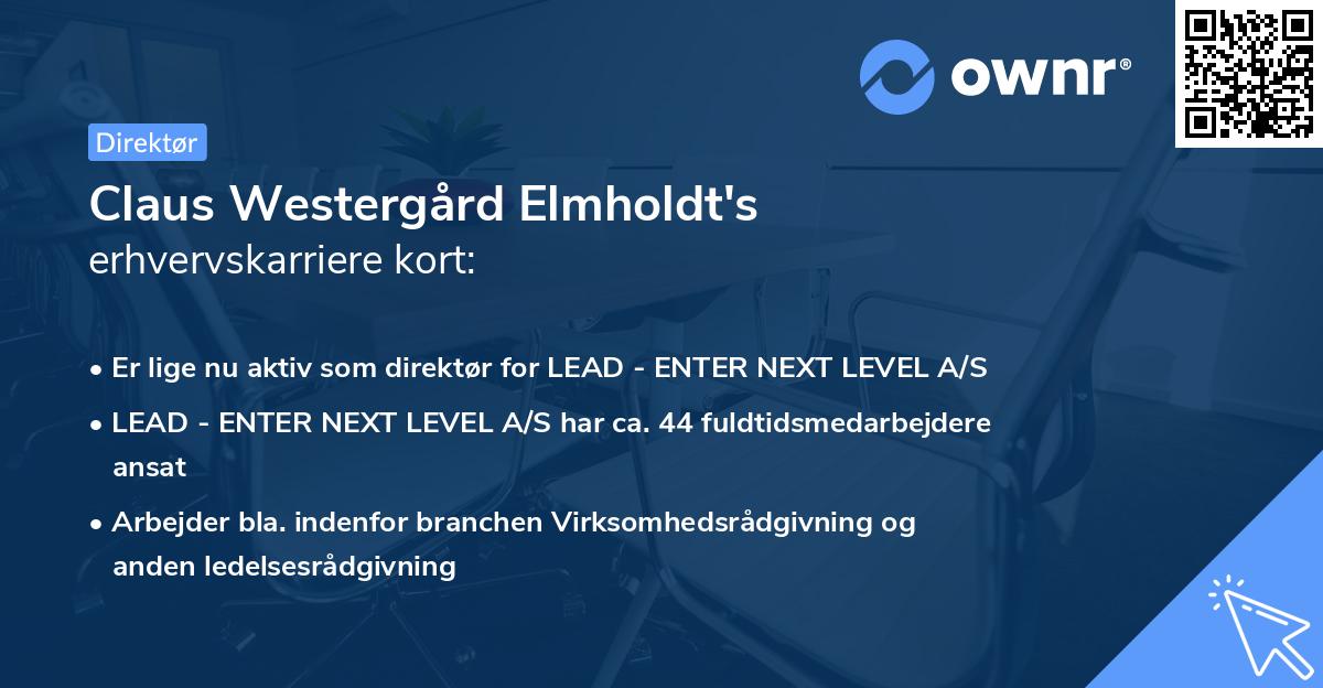 Claus Westergård Elmholdt's erhvervskarriere kort