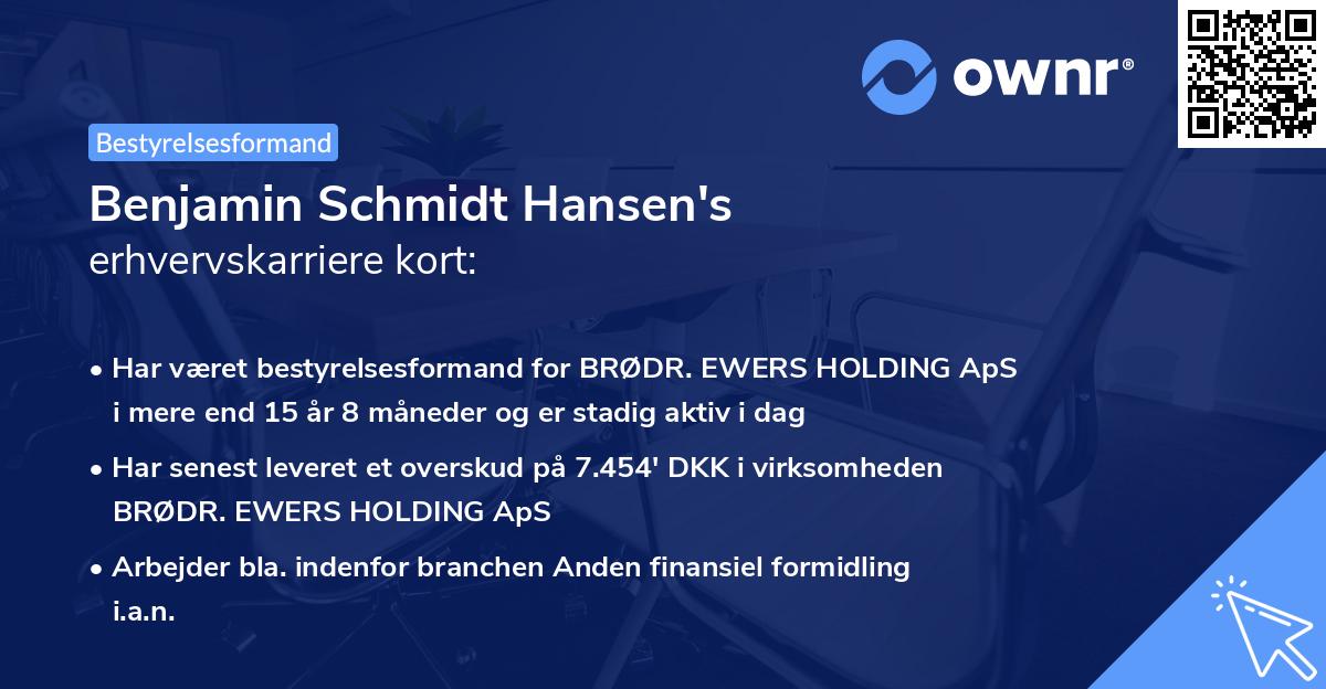 Benjamin Schmidt Hansen's erhvervskarriere kort