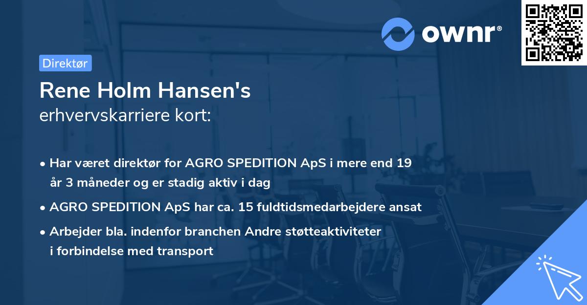 Rene Holm Hansen's erhvervskarriere kort