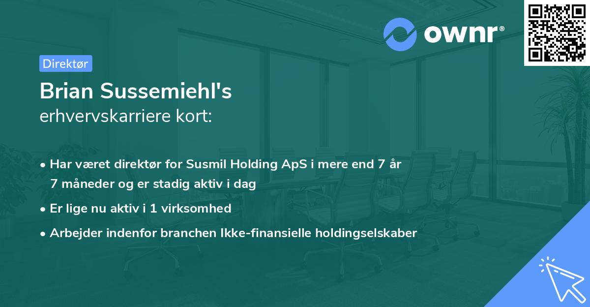 Brian Sussemiehl's erhvervskarriere kort