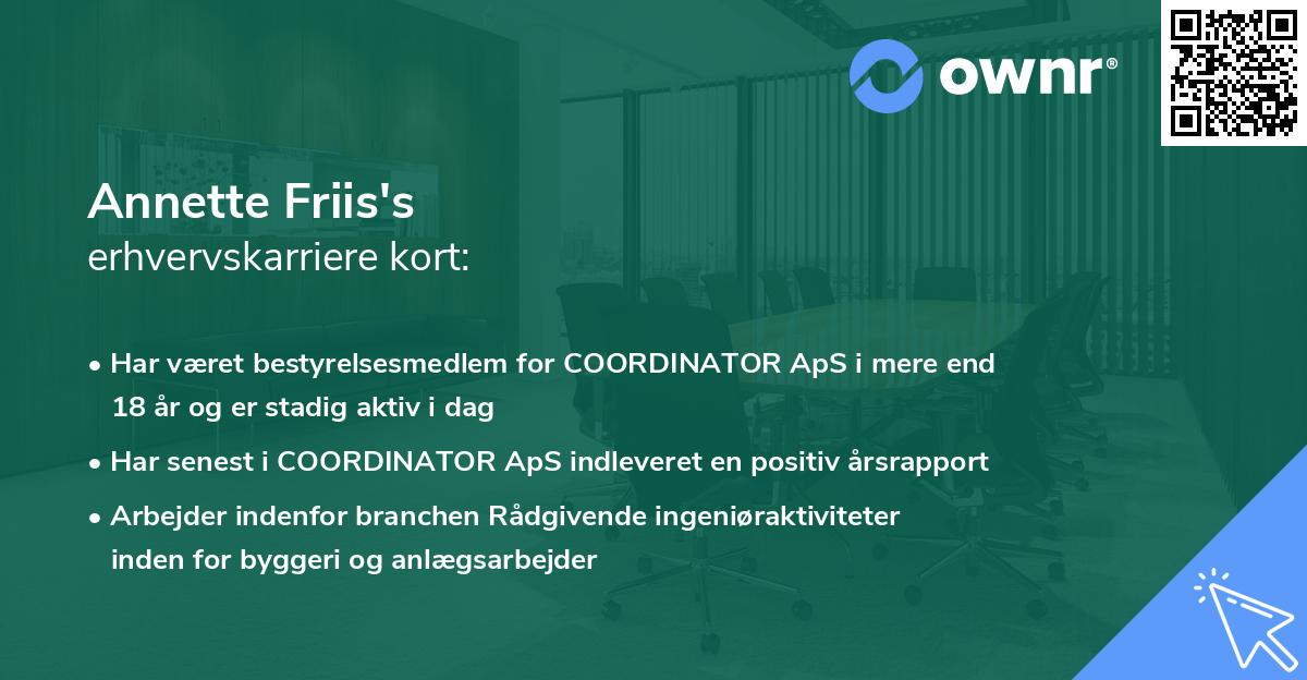 Annette Friis's erhvervskarriere kort