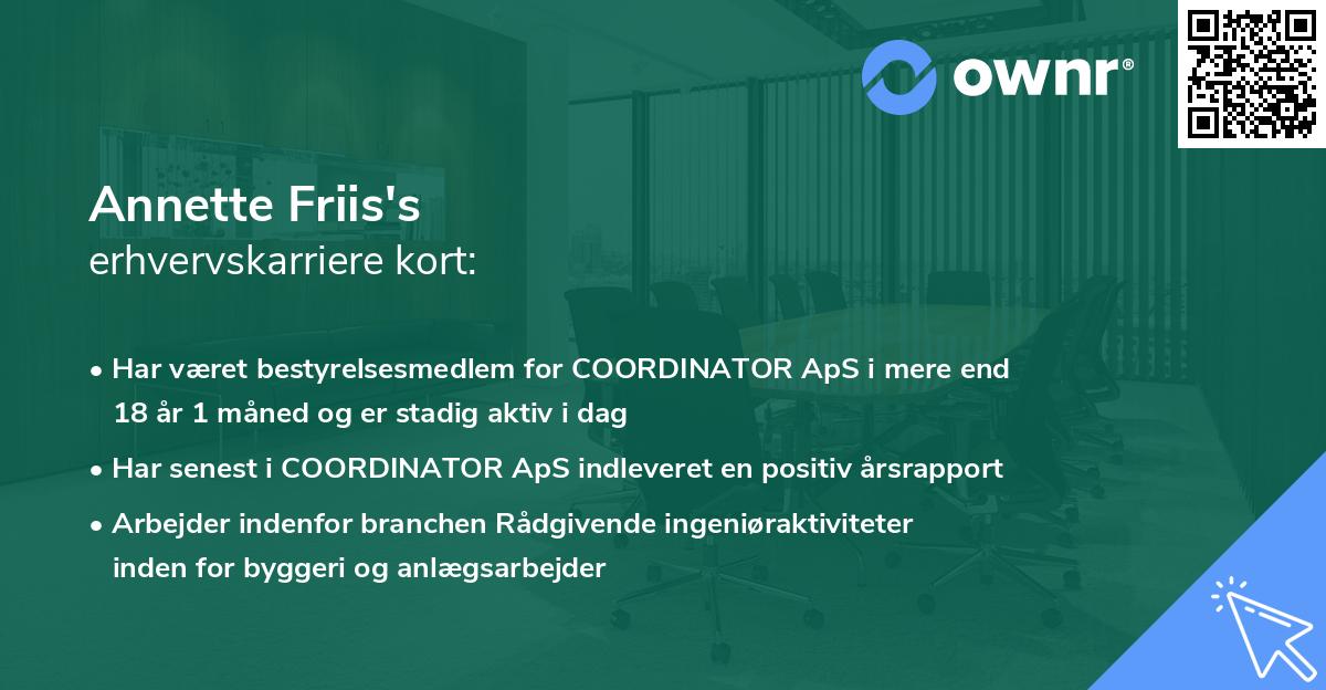 Annette Friis's erhvervskarriere kort