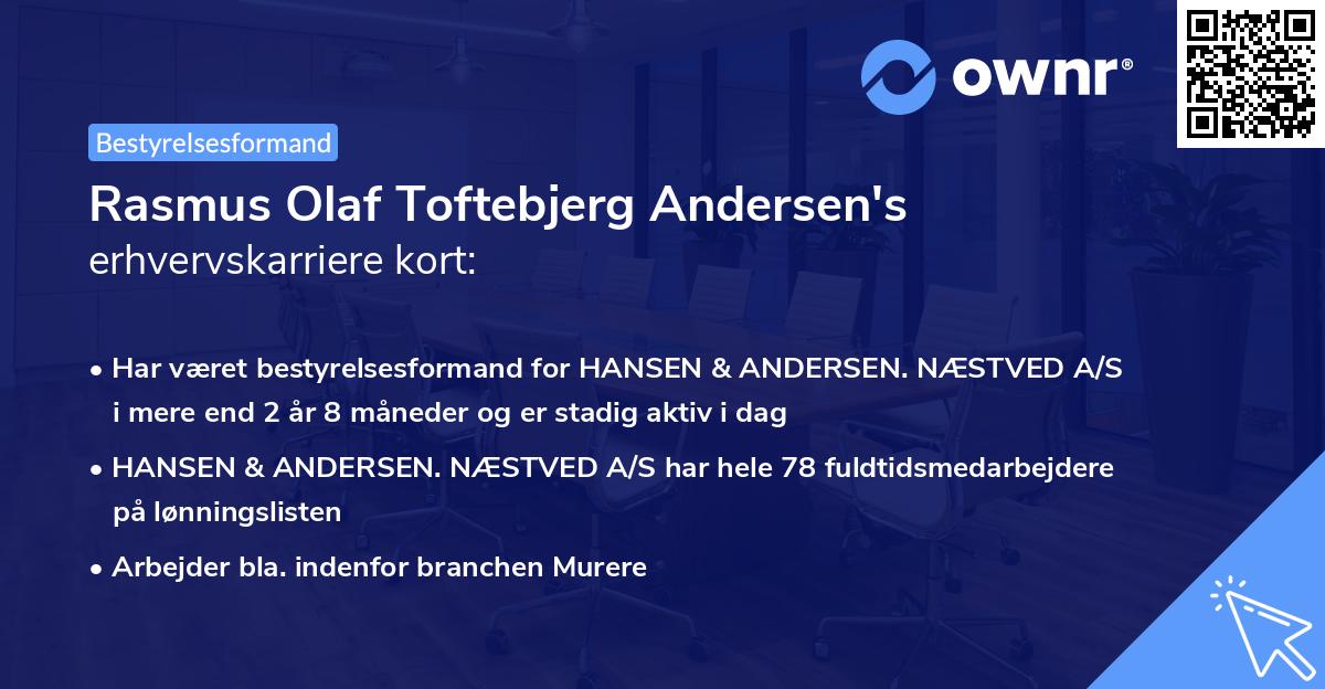 Rasmus Olaf Toftebjerg Andersen's erhvervskarriere kort