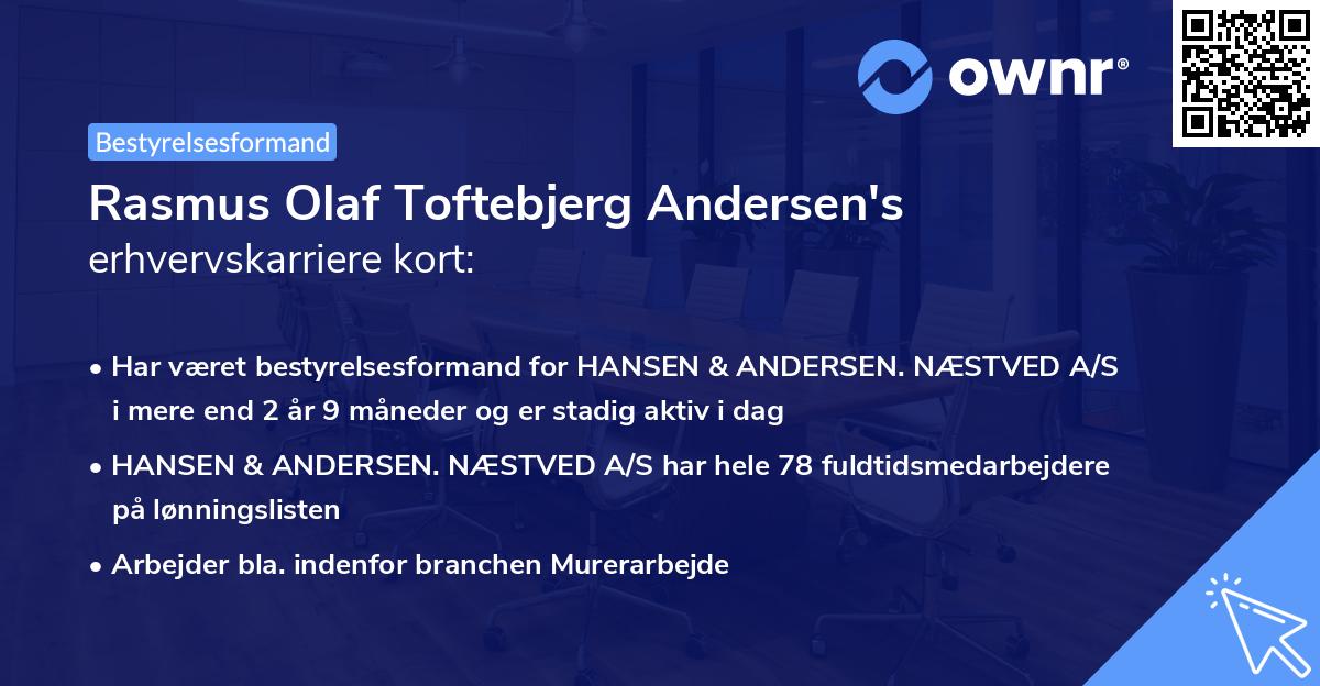 Rasmus Olaf Toftebjerg Andersen's erhvervskarriere kort